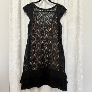 Black Lace Dress with Ruffles